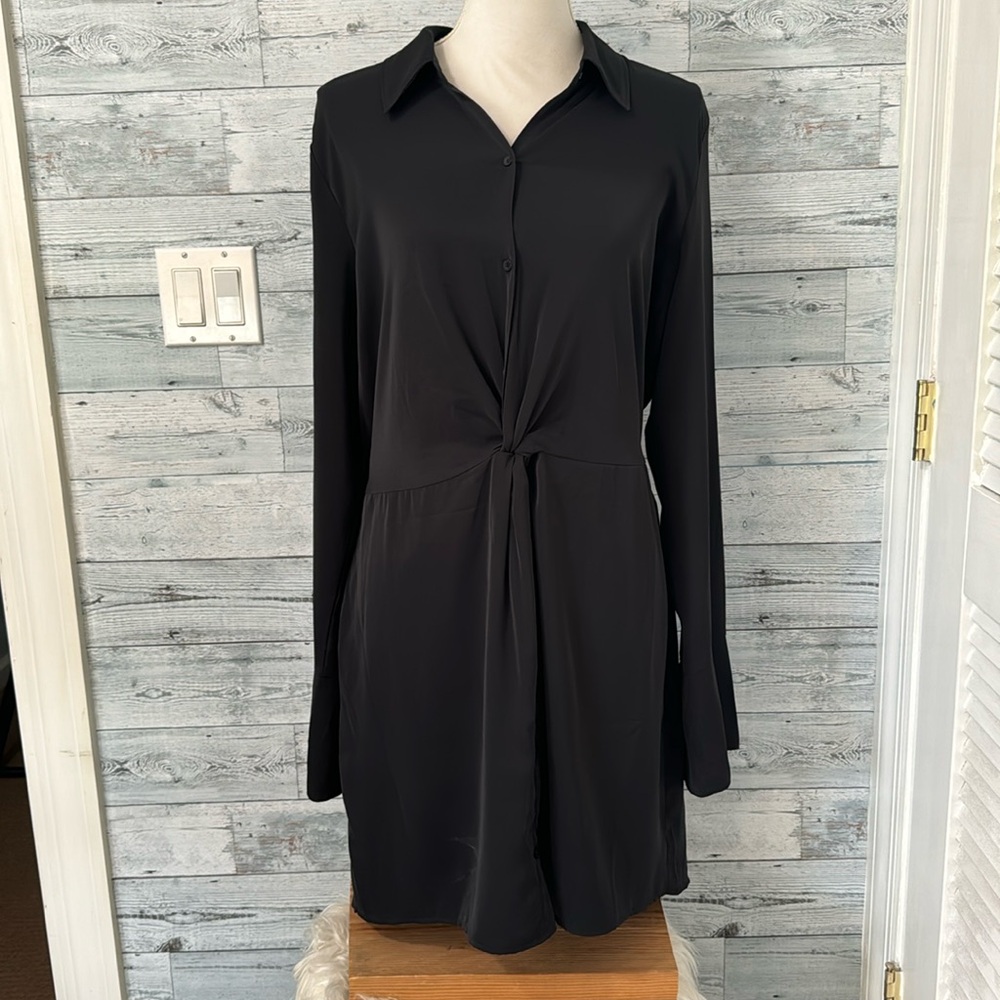 NWT ABERCROMBIE & FITCH BLACK TWIST FRONT DRESS SIZE LARGE TALL.